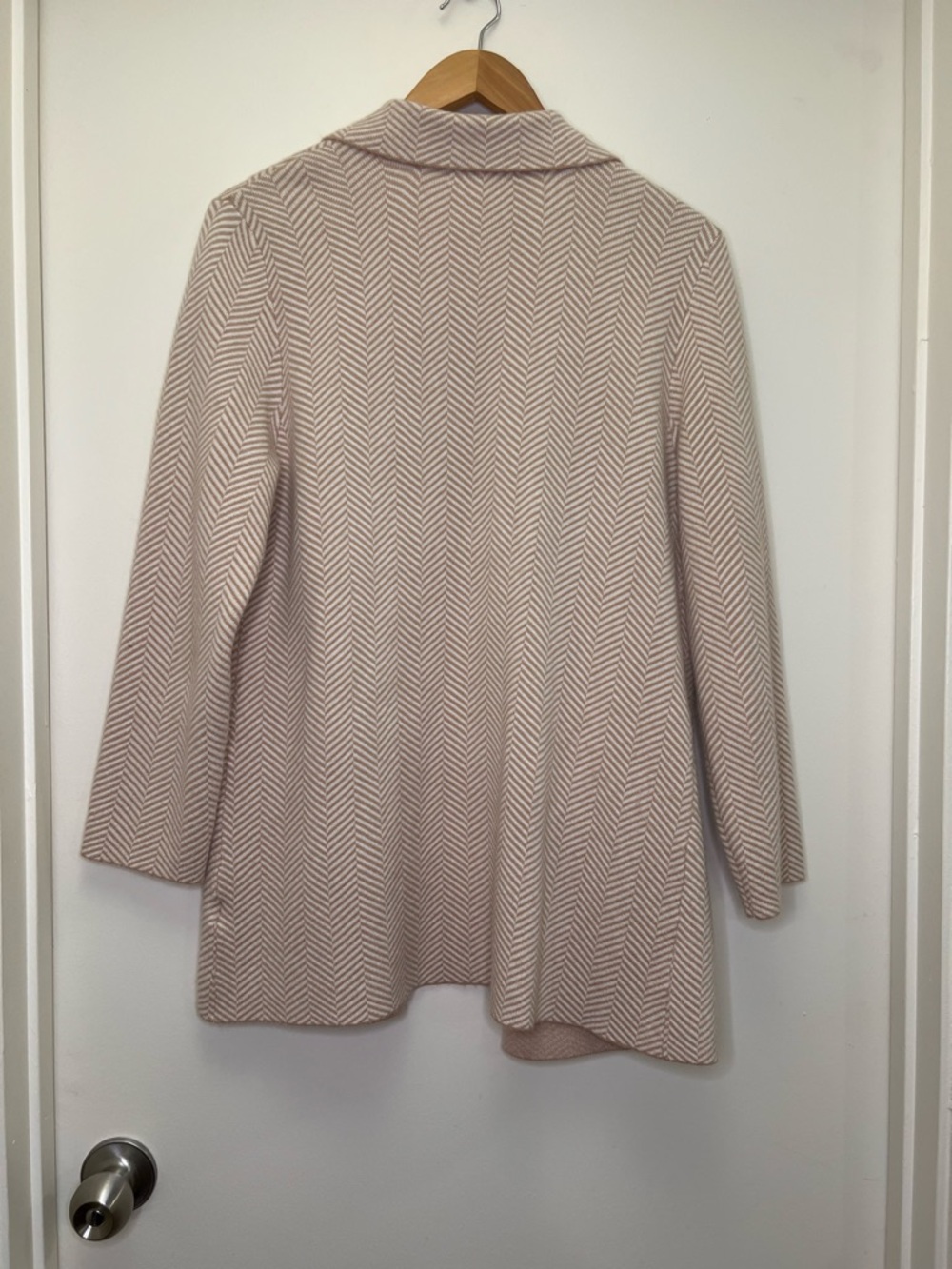 Madison Hudson Beige Herringbone Knit Blazer Cardigan XL Soft Office Chic Layer - Picture 6 of 7